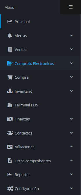 Menú de herramientas de gestión